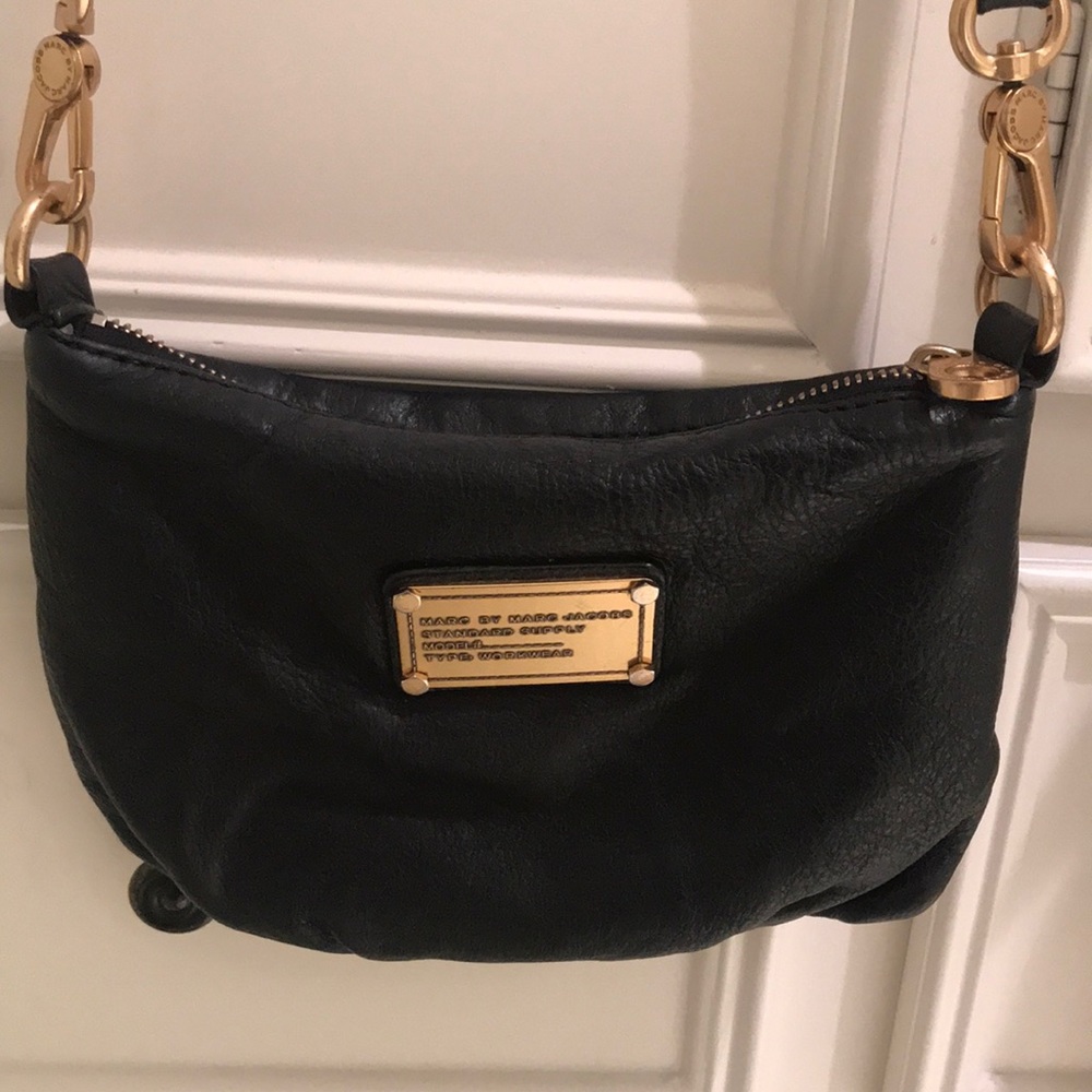 Black leather crossbody purse
